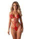 Body Luiza Teddy – lenjerie erotica sexy din dantelă cu decupaje provocatare S/M, rosu